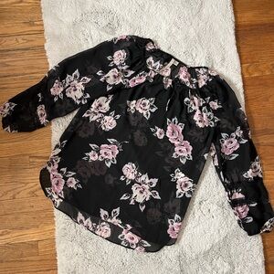 LC Lauren Conrad Black and Pink Floral top